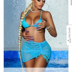 Brand new 3 piece aqua matte collection swimsuit saweetie collection